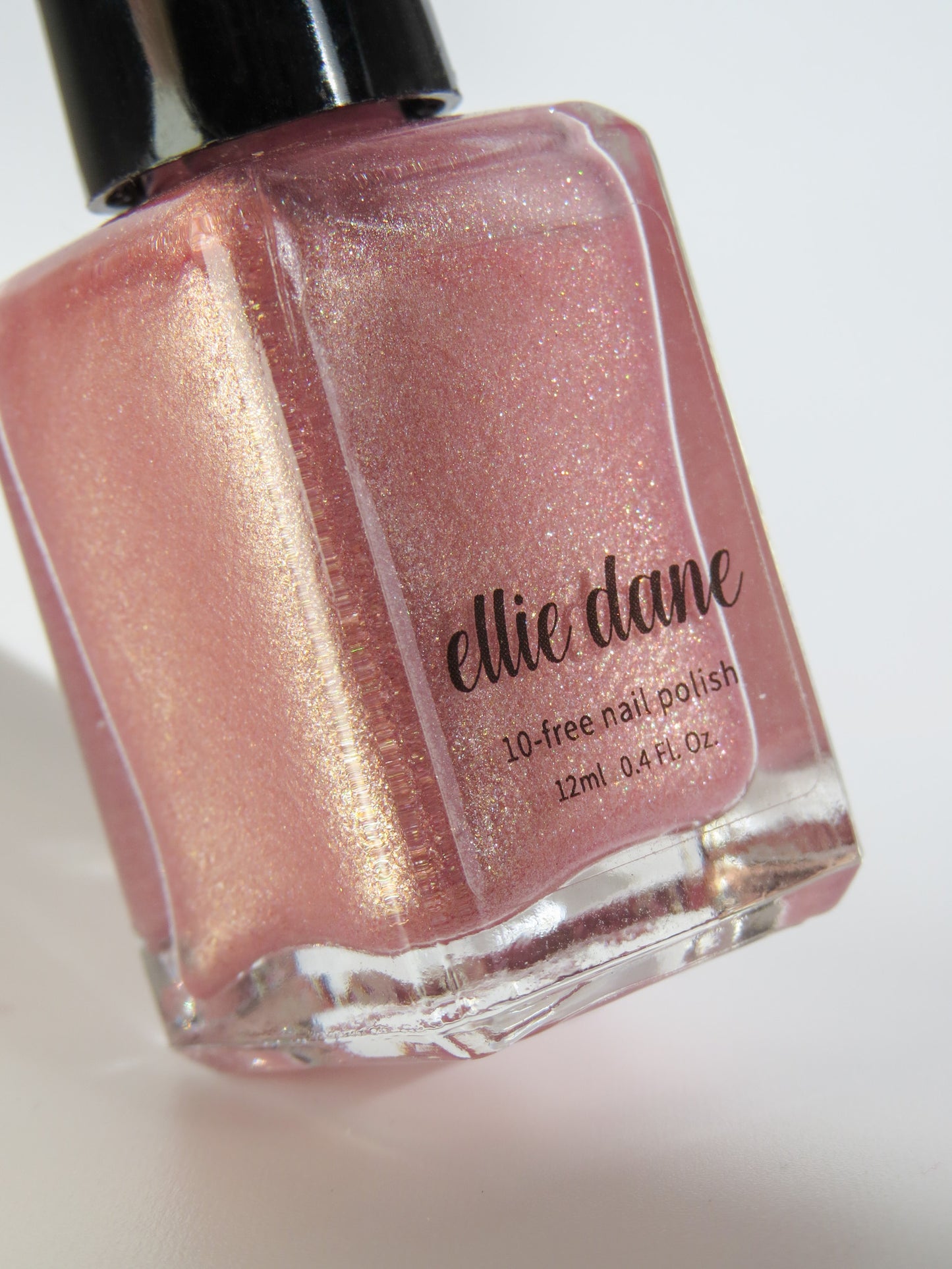 Champagne, Please rose gold pink shimmer nail polish bottle