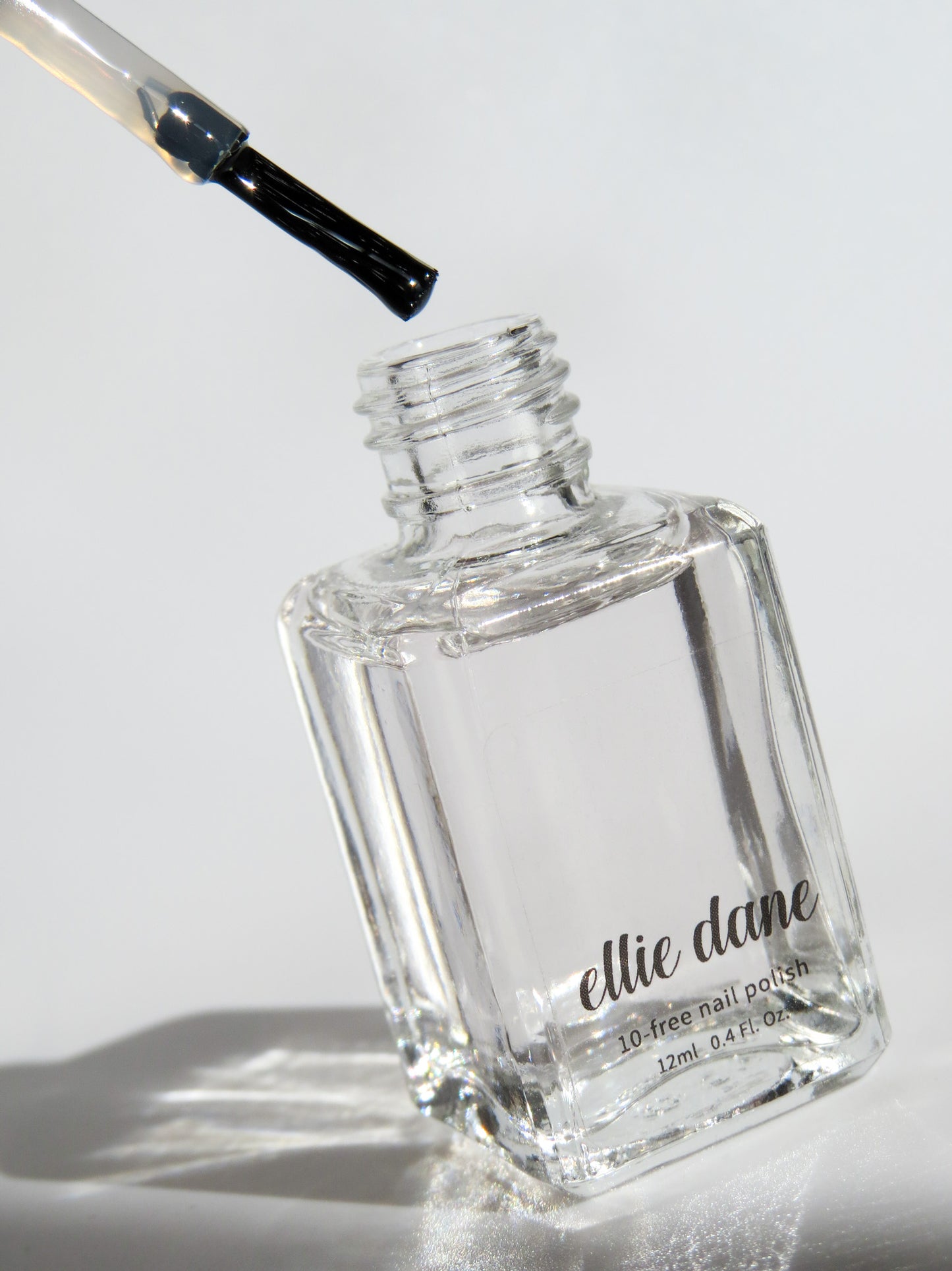 Crystal Clear nail polish topcoat with brush shot