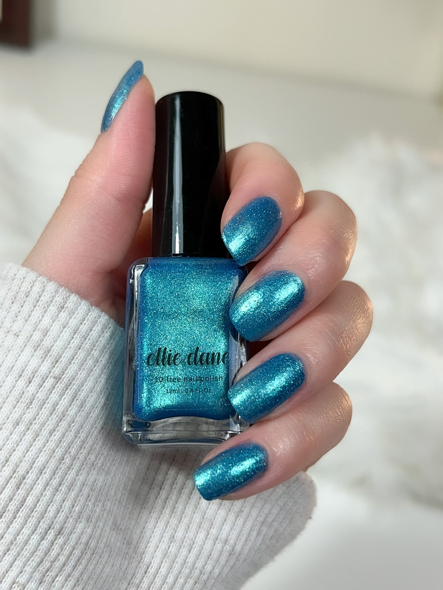 Swatch of Laguna nail polish on hand