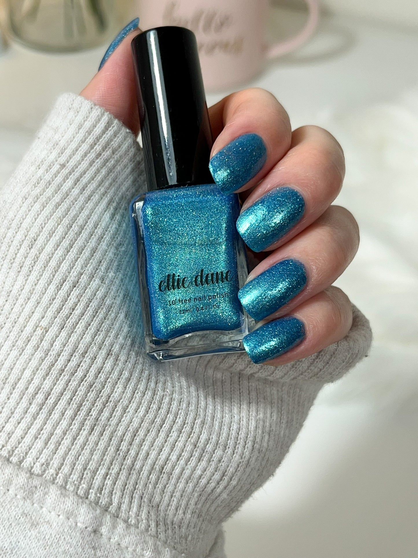 Laguna teal nail polish hand swatch
