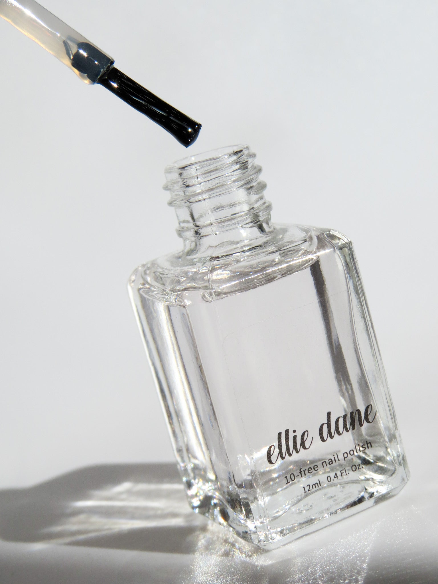 Crystal Clear nail polish topcoat with brush shot