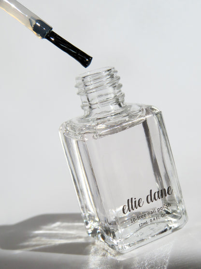Crystal Clear nail polish topcoat with brush shot