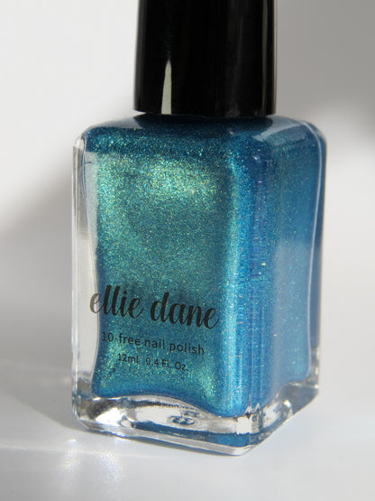 Laguna teal blue shimmer holographic nail polish