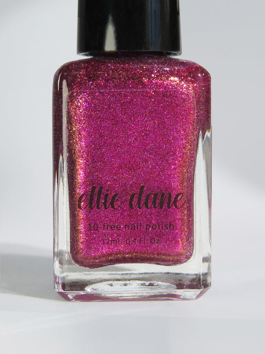 Love Letter Metallic Raspberry Nail Polish Bottle by Ellie Dane