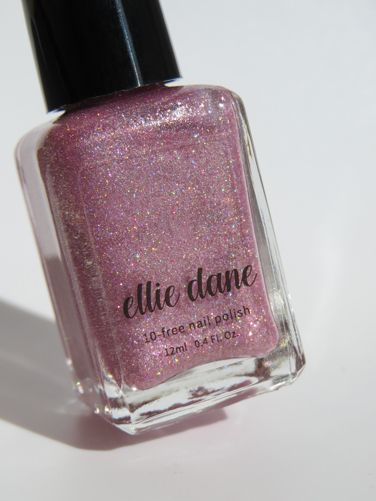 Rose Quartz shimmery pink holo nail polish bottle