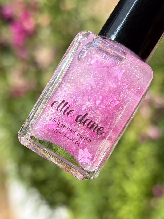 Pink Butterfly Glitter Nail Polish